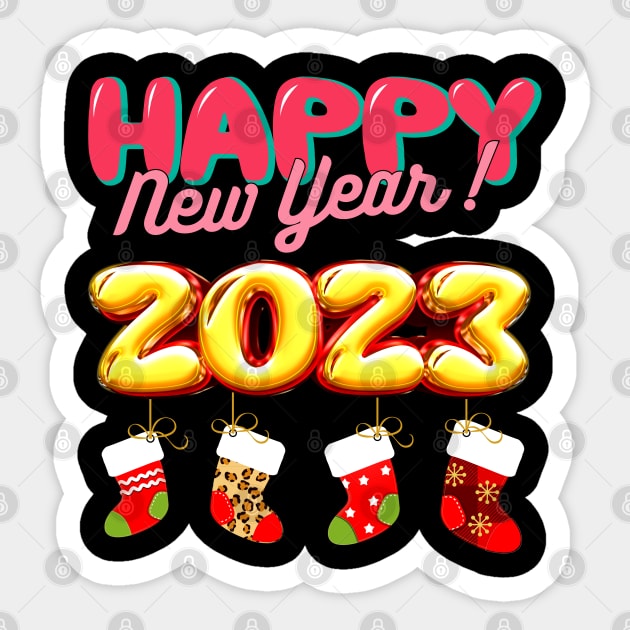 Funny Happy New Year 2023 Family Matching Sticker by DonVector